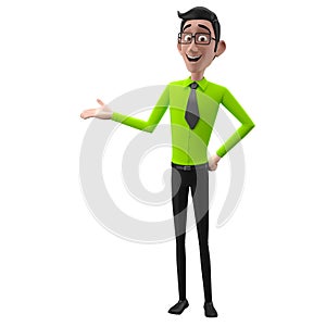 3d funny character, cartoon sympathetic looking business man