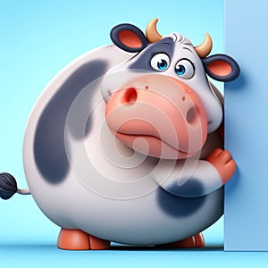 3D funny cow cartoon. Farm animals for children\'s illustrations. AI generated