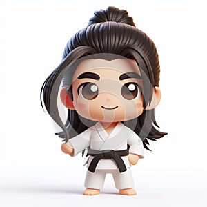 3D funny judoka cartoon. Judo and karate, martial arts. AI generated