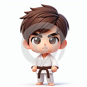 3D funny judoka cartoon. Judo and karate, martial arts. AI generated