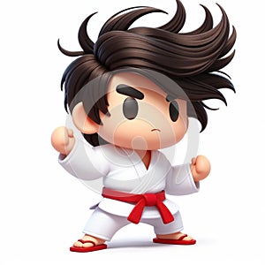 3D funny judoka cartoon. Judo and karate, martial arts. AI generated