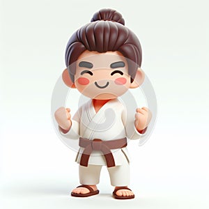 3D funny judoka cartoon. Judo and karate, martial arts. AI generated