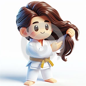 3D funny judoka cartoon. Judo and karate, martial arts. AI generated