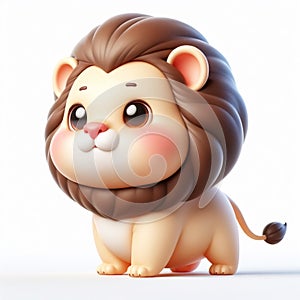 3D funny lion cartoon illustration. Animals in wild life for children\'s illustrations. AI generated