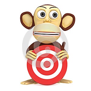 3d funny monkey with red aim target