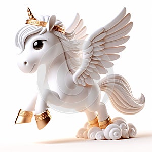 3D funny pegasus cartoon, mythological and legendary creature, known for being a horse with wings. AI generated