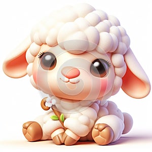 3D funny sheep cartoon. Farm animals for children\'s illustrations. AI generated