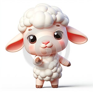 3D funny sheep cartoon. Farm animals for children\'s illustrations. AI generated
