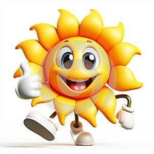 3D funny sunflower cartoon. Spring, time of flowers. AI generated