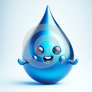 3D funny water drop cartoon. Draws attention to climate change and water scarcity. World Water Day. AI generated