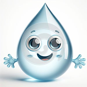 3D funny water drop cartoon. Draws attention to climate change and water scarcity. World Water Day. AI generated