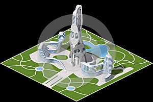 3D Futuristic City Game Architecture