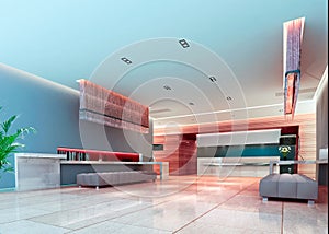 3d futuristic corridor, hall