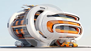 3D futuristic sci-fi city architecture orange tone with organic skyscrapers, for science fiction or fantasy backgrounds, Abstract