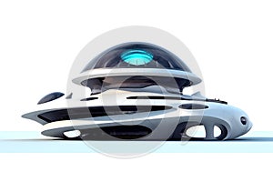 3D futuristic sci-fi city architecture with organic skyscrapers on white background, for science fiction or fantasy backgrounds,