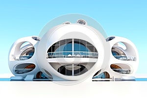 3D futuristic sci-fi white city architecture with organic skyscrapers, for science fiction or fantasy backgrounds, Abstract