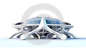 3D futuristic sci-fi white city architecture with organic skyscrapers, for science fiction or fantasy backgrounds, Abstract