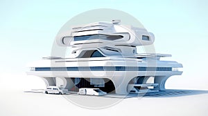 3D futuristic sci-fi white city architecture with organic skyscrapers, for science fiction or fantasy backgrounds, Abstract