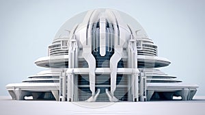 3D futuristic sci-fi white city architecture with organic skyscrapers, for science fiction or fantasy backgrounds, Abstract