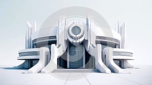 3D futuristic sci-fi white city architecture with organic skyscrapers, for science fiction or fantasy backgrounds, Abstract