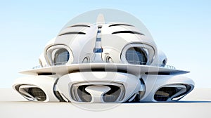 3D futuristic sci-fi white city architecture with organic skyscrapers, for science fiction or fantasy backgrounds, Abstract