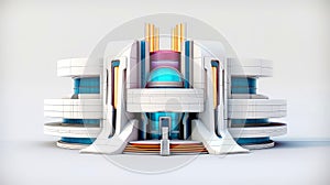 3D futuristic sci-fi white colorful city architecture with organic skyscrapers, for science fiction or fantasy backgrounds,