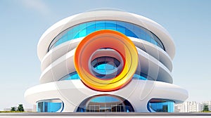 3D futuristic sci-fi white colorful city architecture with organic skyscrapers, for science fiction or fantasy backgrounds,