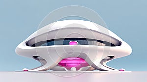 3D futuristic sci-fi white purple city architecture with organic skyscrapers, for science fiction or fantasy backgrounds, Abstract