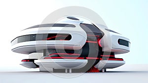 3D futuristic sci-fi white red city architecture with organic skyscrapers, for science fiction or fantasy backgrounds, Abstract