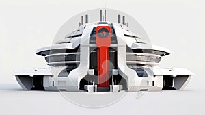 3D futuristic sci-fi white red city architecture with organic skyscrapers, for science fiction or fantasy backgrounds, Abstract