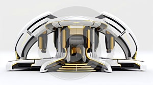 3D futuristic sci-fi white yellow city architecture with organic skyscrapers, for science fiction or fantasy backgrounds, Abstract