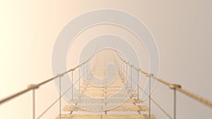 3D Fuzzy on hanging bridge vanishing in fog.