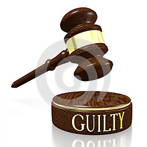 3D gavel, guilt concept