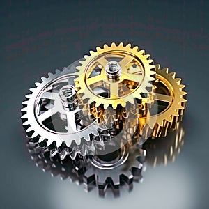 3d gears cog whell background , business teamwork and industry metaphor