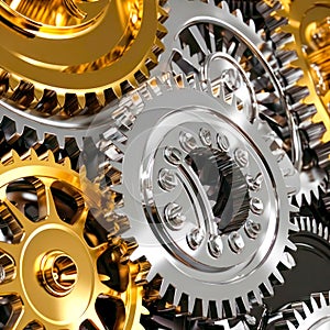 3d gears cog whell background , business teamwork and industry metaphor