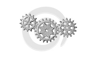 3D gears work progress concept. Wheel industry mechanism engineering teamwork. Data analysis business engine cog