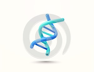 3d gene, DNA icon, chromosome model, minimal style, isolated on white background. Biology vector illustration.