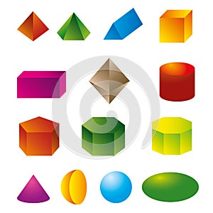 3d geometric shapes vector