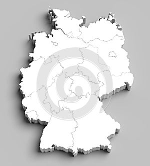 3D Germany white map on grey