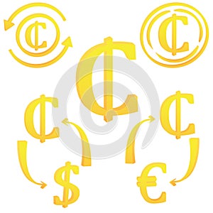 3D Ghanian Cedii currency symbol icon of Ghana