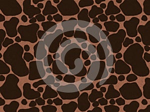 3D Giraffe or Cow brown print camouflage texture, fur carpet animal skin patterns or backgrounds, dark and brown cheetah theme.