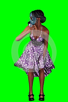 3D girl in gas mask