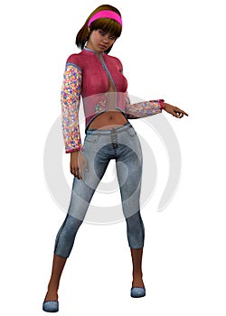 3D Girl in retro summer outfit