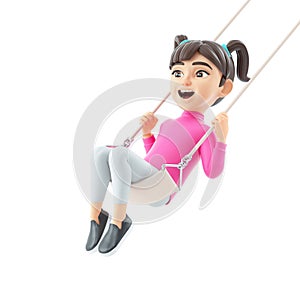 3d girl swinging on swing