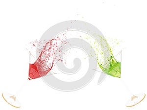 3d glases with martini splash