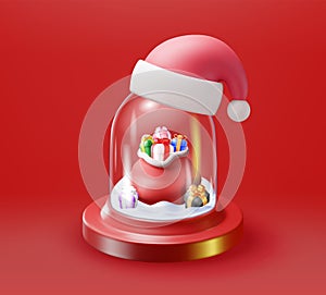 3D Glass Christmas Snow Globe with Gift Boxes