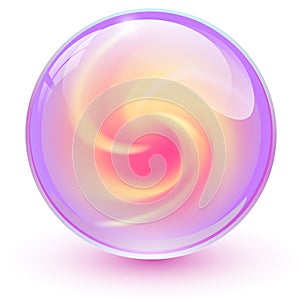 3d glass marble ball with spiral pattern inside, shiny crystal sphere