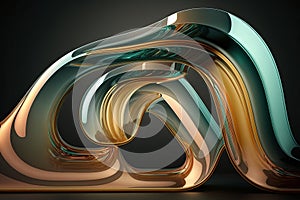 3d glass streamline design element, abstract pipe shaped wave, 3d rendering