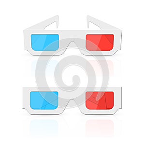 3d glasses set isolated on white.