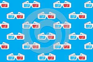 3d glasses vector pattern on blue background